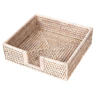 Artifacts Trading Company Rattan Luncheon Napkin Holder White Wash